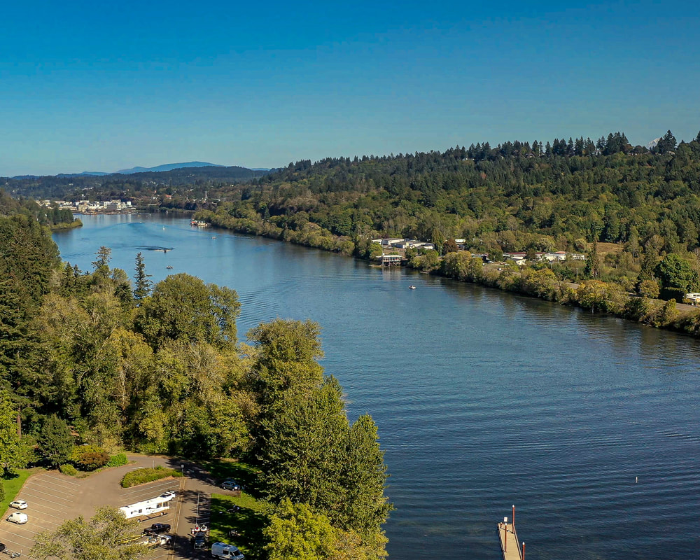 Aerial view of the Willamette River