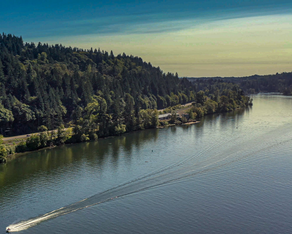 Aerial view of the Willamette River
