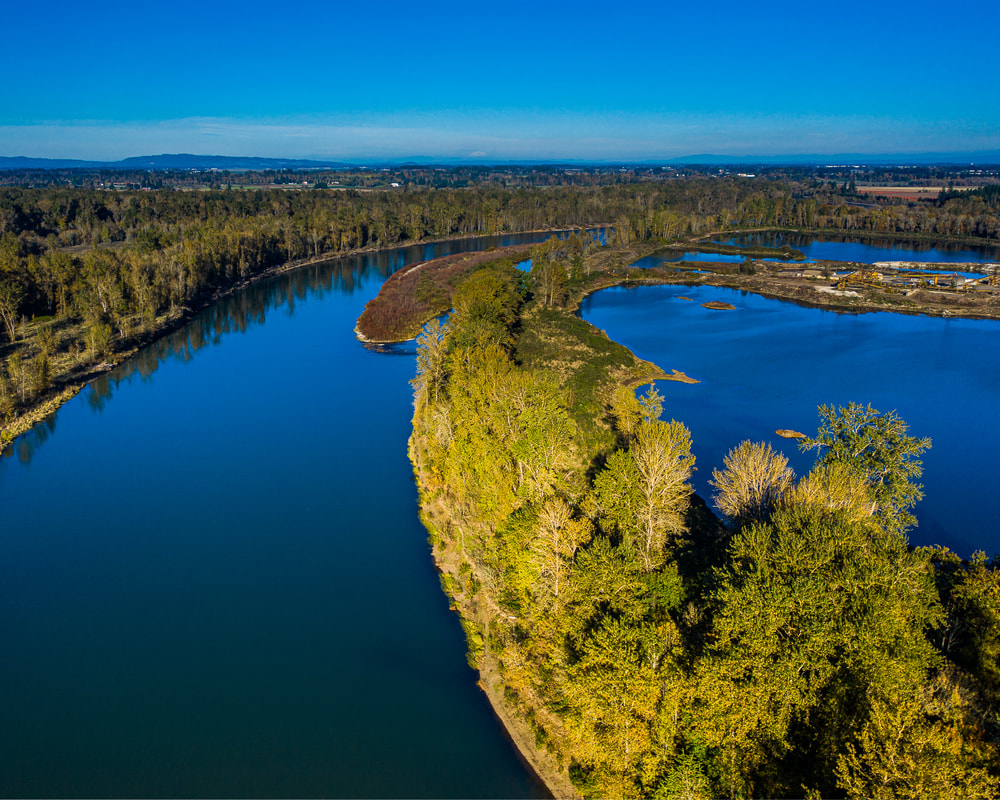 The Willamette River viewed from a drone