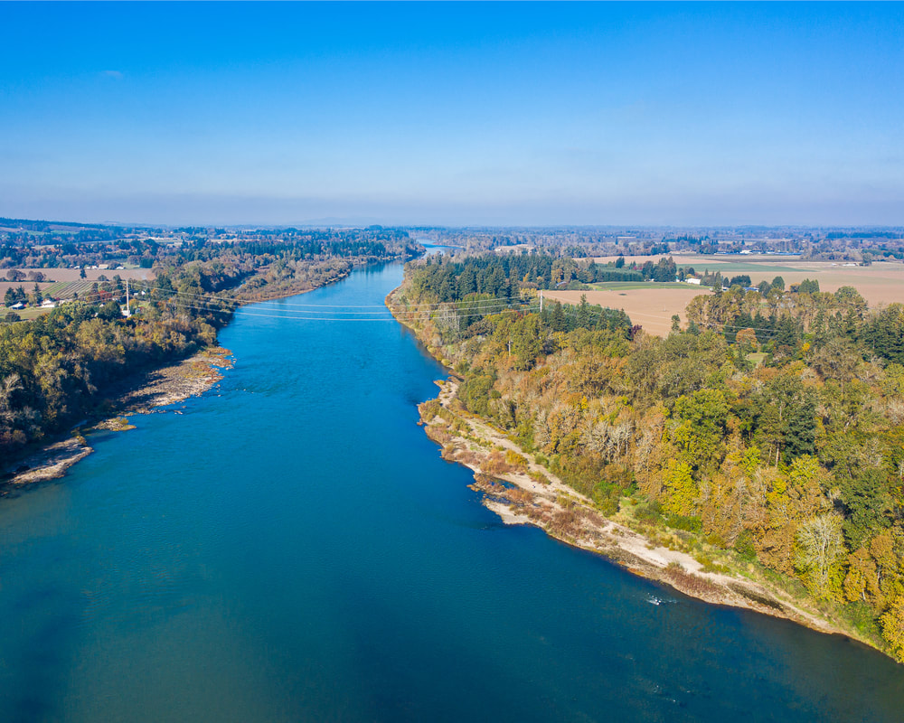The Willamette River viewed from a drone